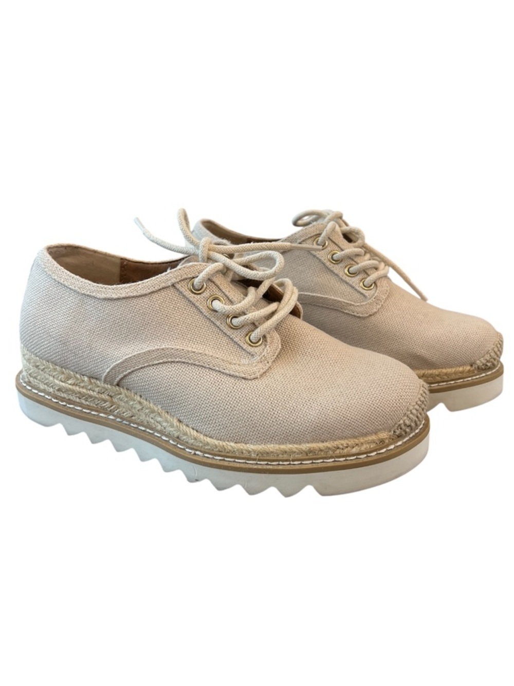 Torrid Wide Width Canvas Platform Oxford Lace-Up Shoes Natural Canvas 6.5WW